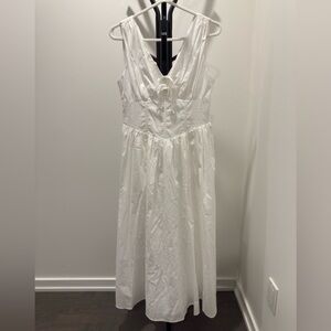 Moon River Sleevless White Cotton Midi Dress